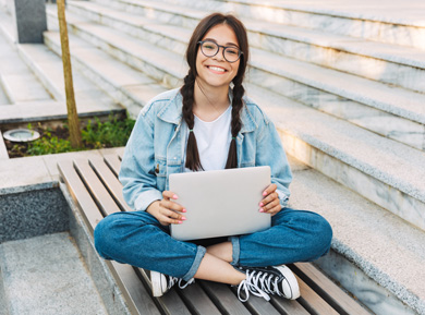 Student with a international diploma from online school