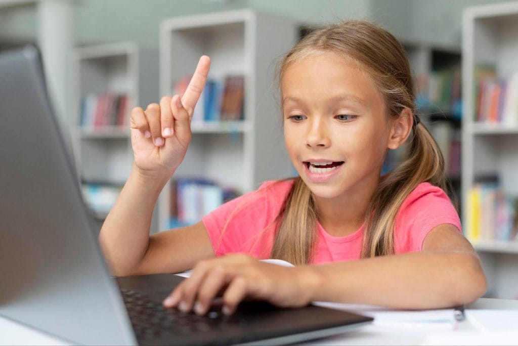 Student enjoying individualized attention in an online private school