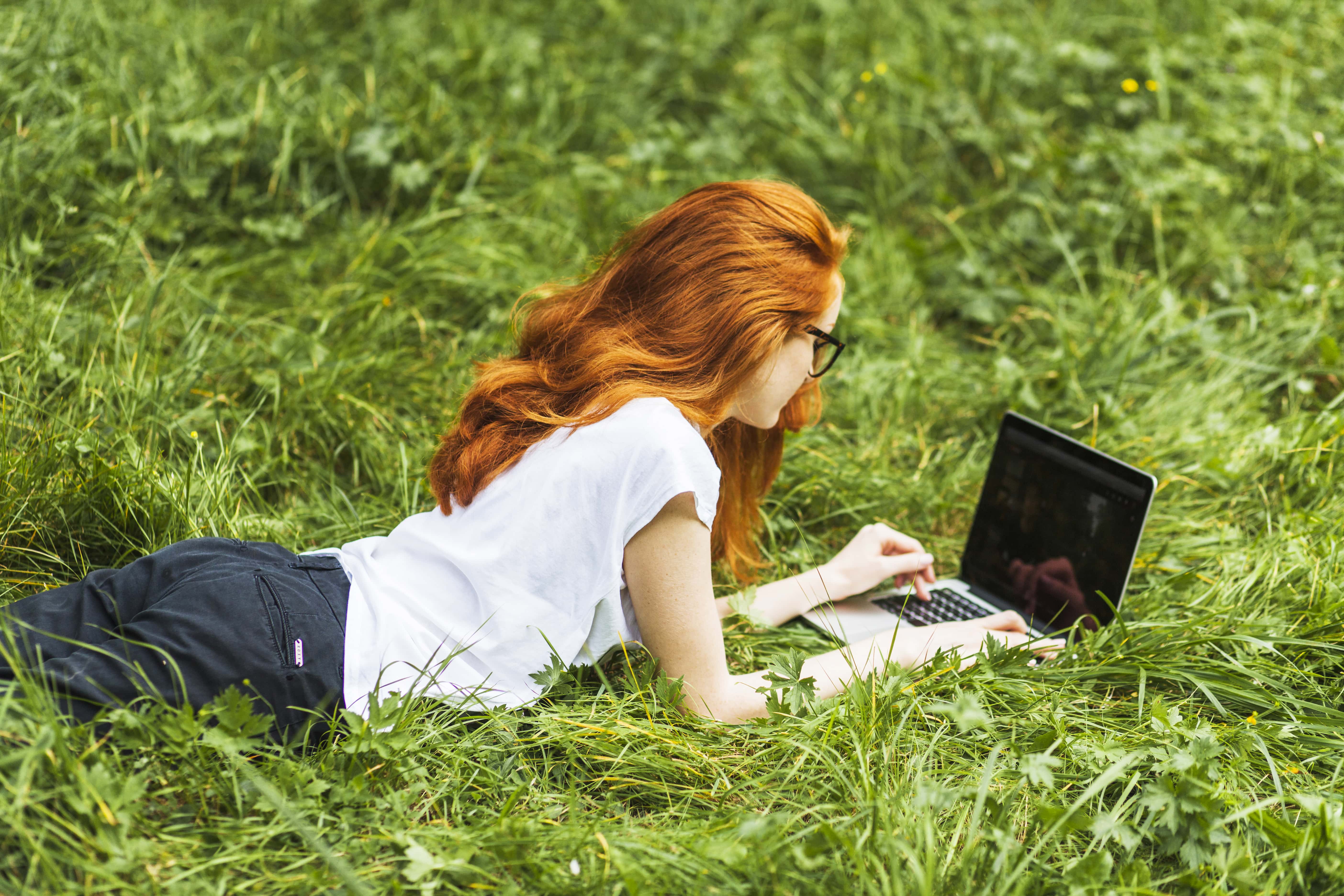 A Girl preferring to Study in Nature