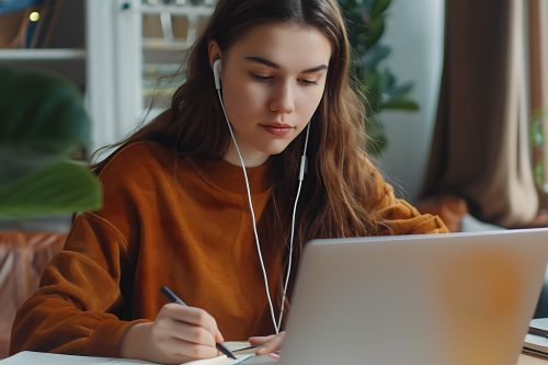 A Girl Studying on a Laptop with her own Learning Style