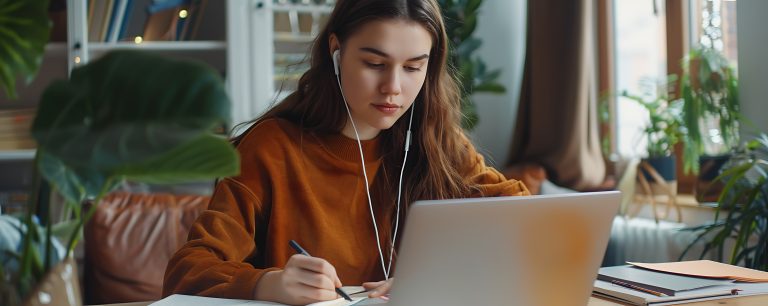 A Girl Studying on a Laptop with her own Learning Style