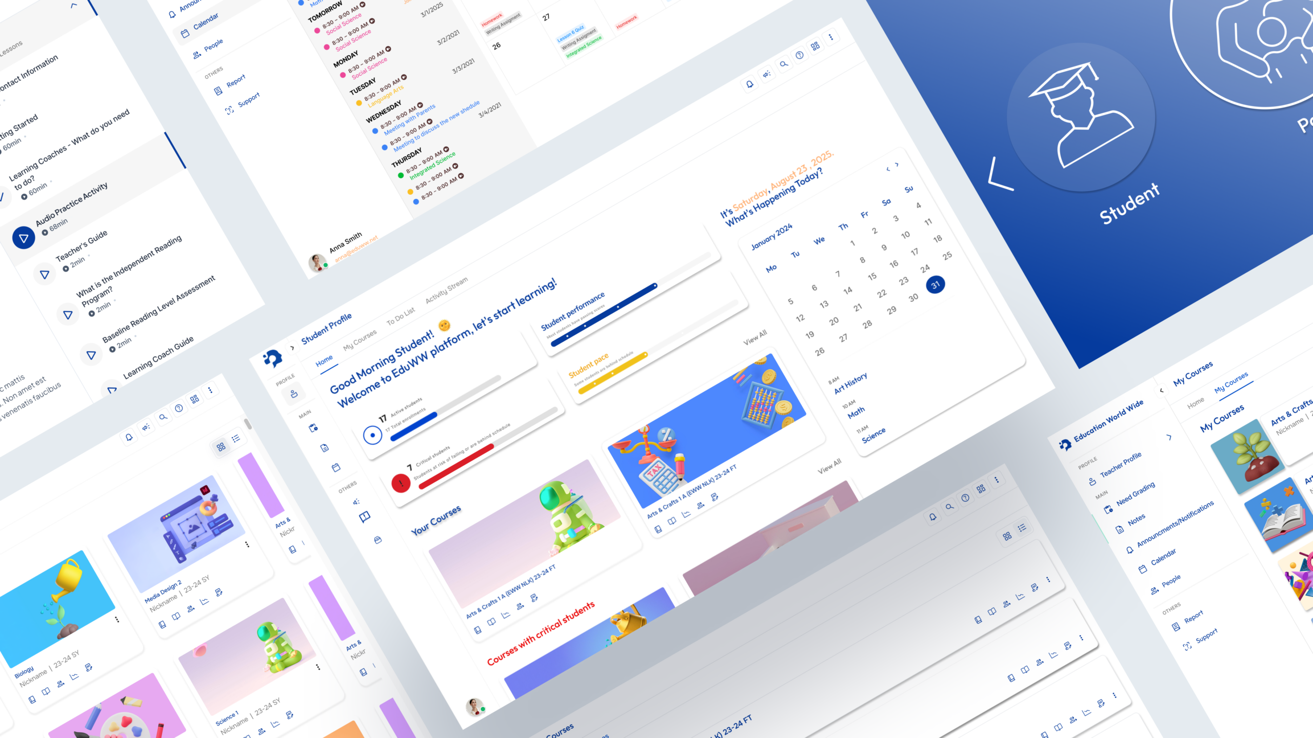EduWW course content and lessons view